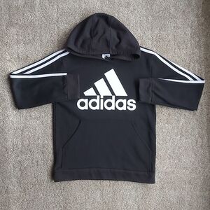 Boy's Adidas Black and White Stripes Logo Hoodie
